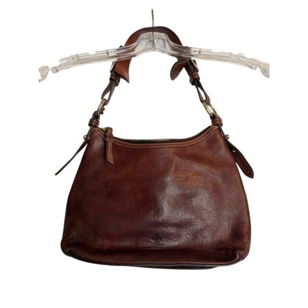 Dooney & Bourke Florentine Vacchetta Leather Hobo Bag Brown Shoulder Bag Pockets - Picture 2 of 10